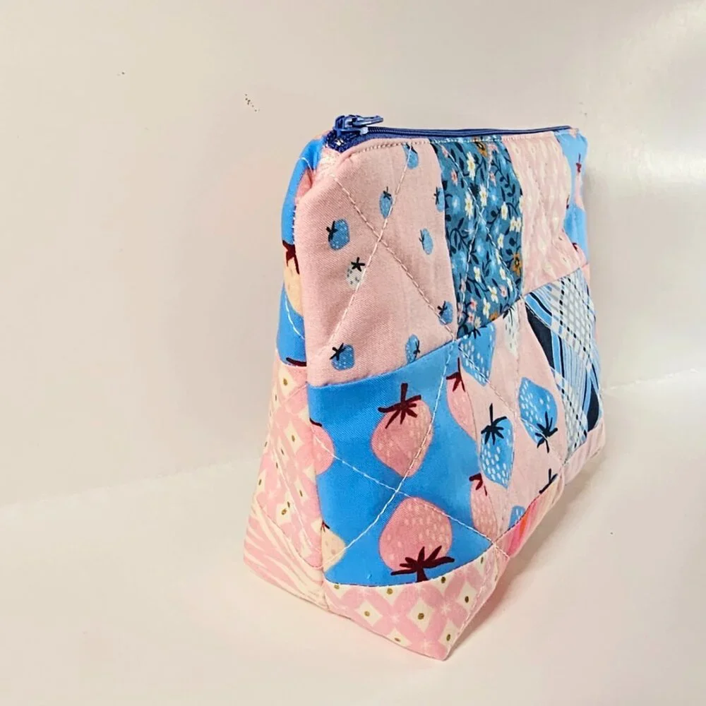 Ruby Star Society Patchwork Zipper Pouch: Handmade Quilted Cosmetic Bag - Picture 4 of 4